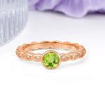 Classic & Minimalist Flush-Set Round-Cut Peridot Engagement Ring - Additional view