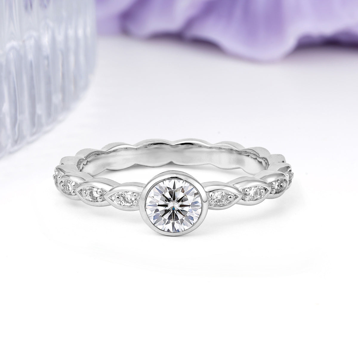 Classic & Minimalist Flush-Set Round-Cut Lab Diamond Engagement Ring - Additional view
