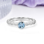 Classic & Minimalist Flush-Set Round-Cut Aquamarine Engagement Ring - Additional view