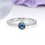 Classic & Minimalist Flush-Set Round-Cut Alexandrite Engagement Ring - Additional view