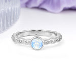 Classic & Minimalist Flush-Set Round-Cut Moonstone Engagement Ring - Additional view