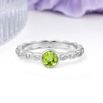 Classic & Minimalist Flush-Set Round-Cut Peridot Engagement Ring - Additional view