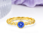 Classic & Minimalist Flush-Set Round-Cut Sapphire Engagement Ring - Additional view