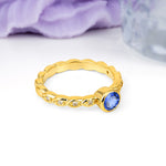 Classic & Minimalist Flush-Set Round-Cut Sapphire Engagement Ring - Additional view
