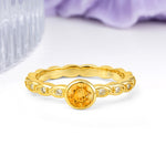 Classic & Minimalist Flush-Set Round-Cut Citrine Engagement Ring - Additional view