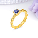 Classic & Minimalist Flush-Set Round-Cut Tanzanite Engagement Ring - Additional view