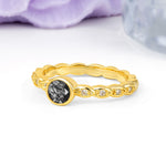 Classic & Minimalist Flush-Set Round-Cut Black Rutilated Quartz Engagement Ring - Additional view