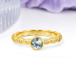 Classic & Minimalist Flush-Set Round-Cut Moss Agate Engagement Ring - Additional view