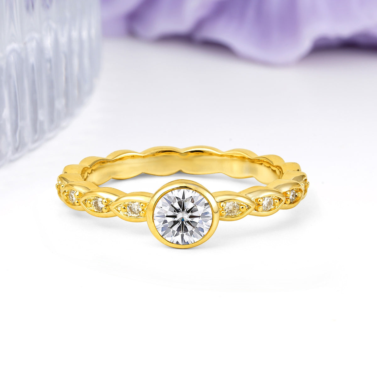 Classic & Minimalist Flush-Set Round-Cut Lab Diamond Engagement Ring - Additional view