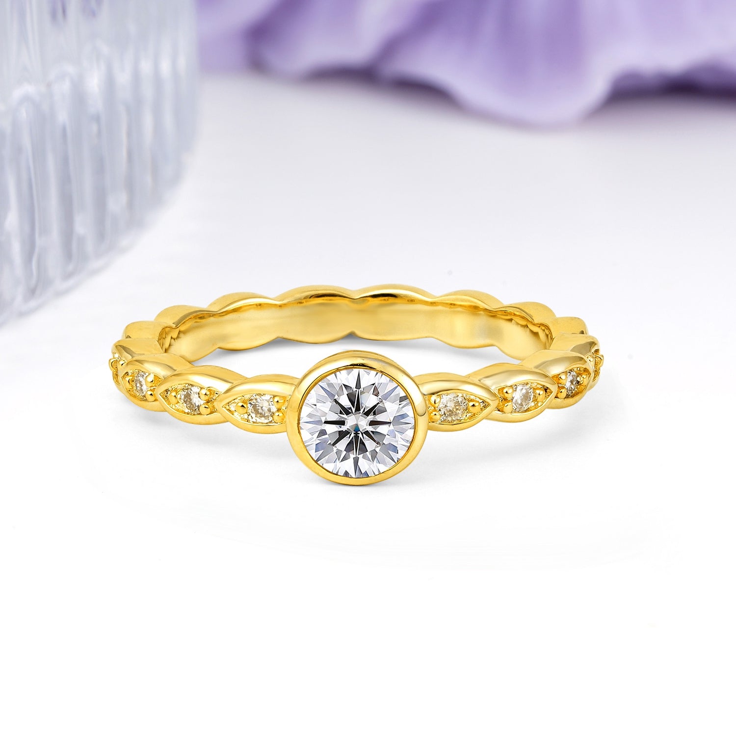 Classic & Minimalist Flush-Set Round-Cut Lab Diamond Engagement Ring - Additional view