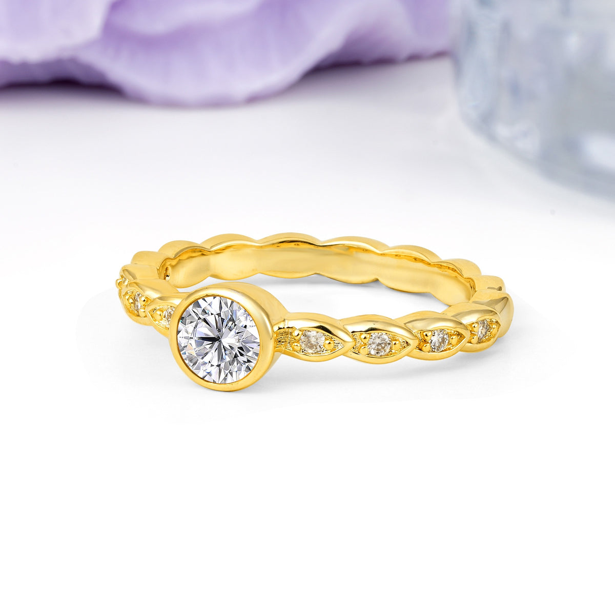 Classic & Minimalist Flush-Set Round-Cut Lab Diamond Engagement Ring - Additional view