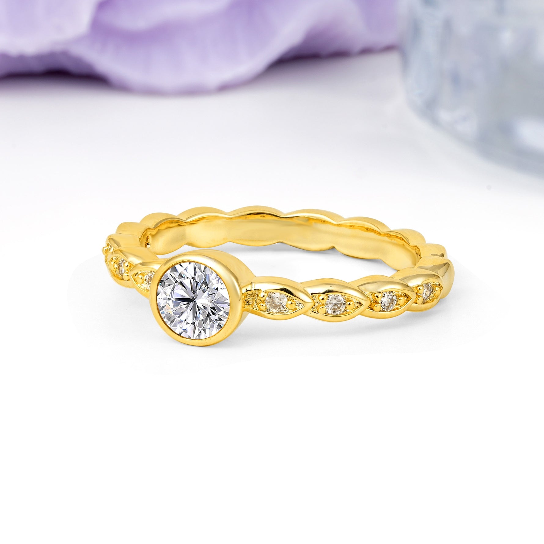 Classic & Minimalist Flush-Set Round-Cut Lab Diamond Engagement Ring - Additional view