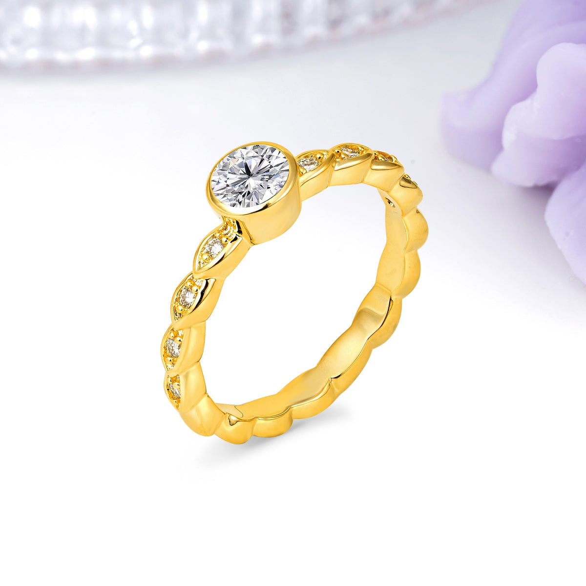 Classic & Minimalist Flush-Set Round-Cut Lab Diamond Engagement Ring - Additional view