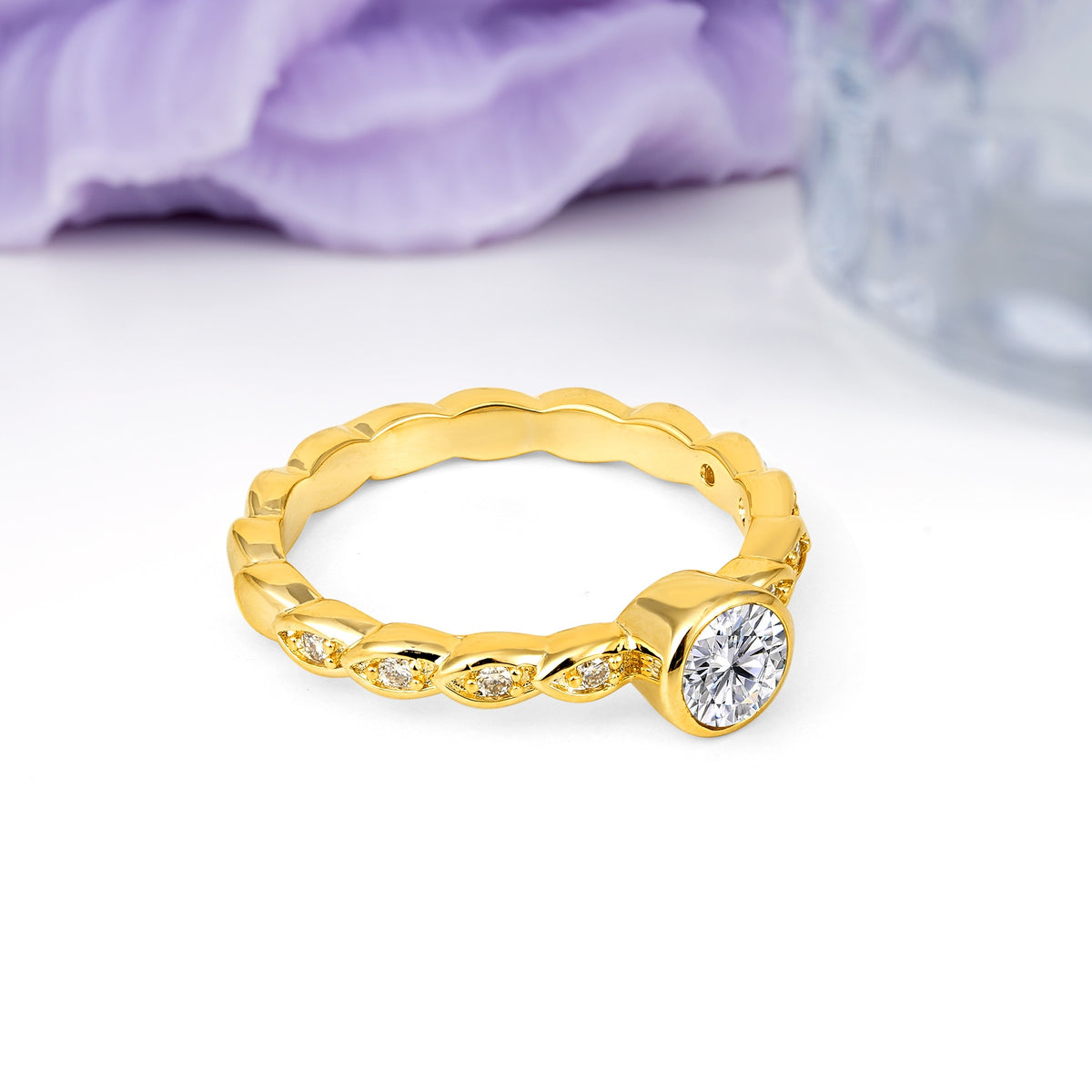 Classic & Minimalist Flush-Set Round-Cut Lab Diamond Engagement Ring - Additional view