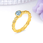 Classic & Minimalist Flush-Set Round-Cut Aquamarine Engagement Ring - Additional view