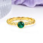 Classic & Minimalist Flush-Set Round-Cut Emerald Engagement Ring - Additional view