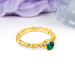 Classic & Minimalist Flush-Set Round-Cut Emerald Engagement Ring - Additional view