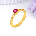 Classic & Minimalist Flush-Set Round-Cut Ruby Engagement Ring - Additional view