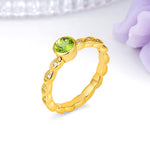 Classic & Minimalist Flush-Set Round-Cut Peridot Engagement Ring - Additional view