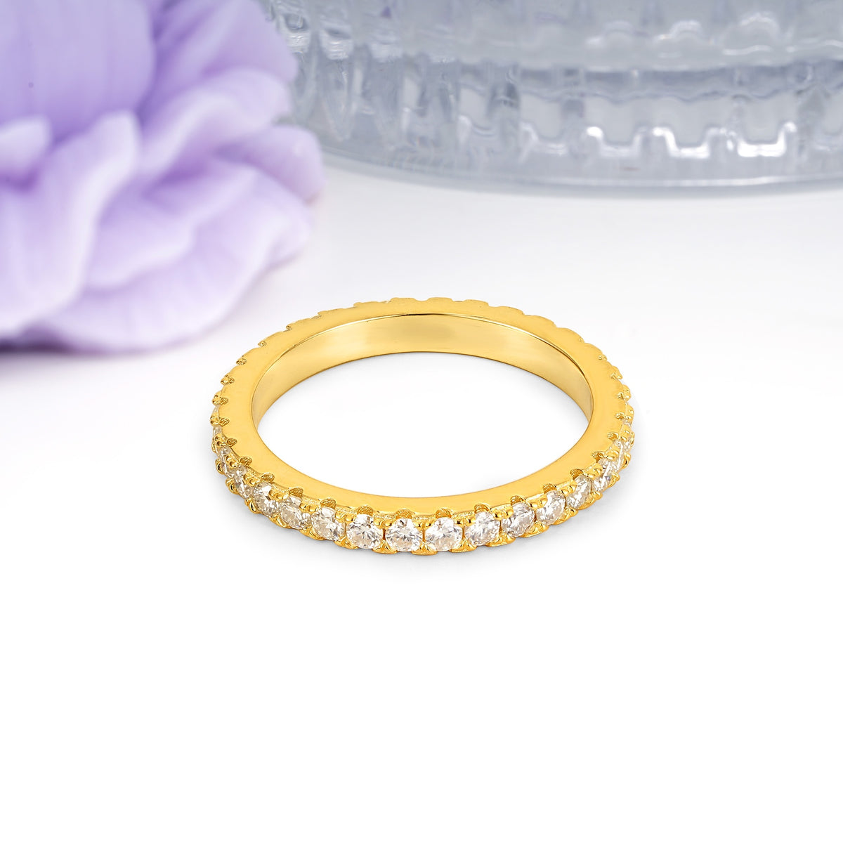 Distinctive and Luxurious Pavé Set Moissanite Wedding Ring - Additional view