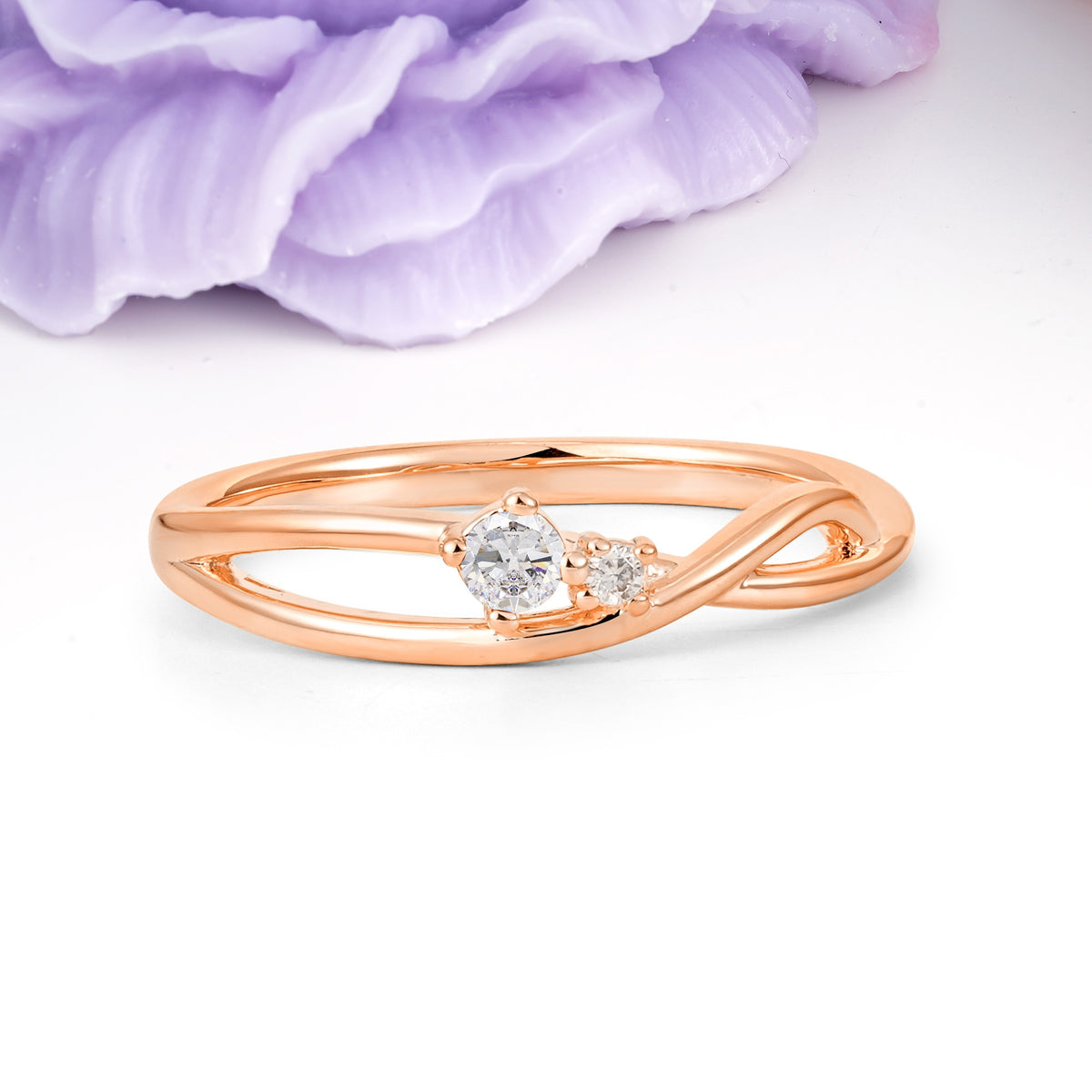 Classic Minimalist Twisted 4 Prong Round Cut Moissanite Engagement Ring - Additional view