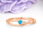 Unique Twisted 4-Prong Round Cut Turquoise Engagement Ring - Additional view