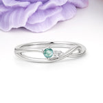 Unique Twisted 4-Prong Round Cut Moss Agate Engagement Ring - Additional view