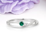 Unique Twisted 4-Prong Round Cut Emerald Engagement Ring - Additional view