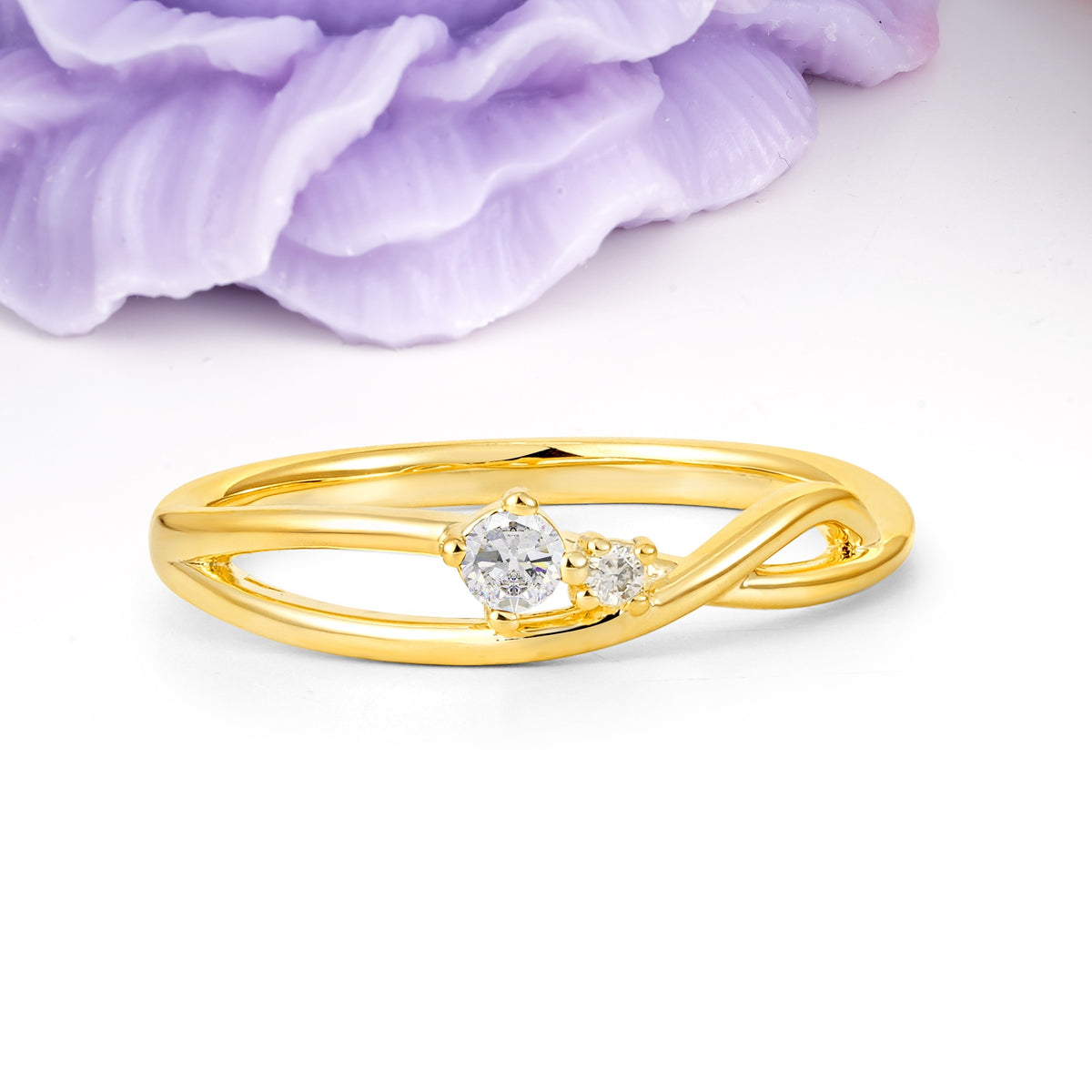 Classic Minimalist Twisted 4 Prong Round Cut Moissanite Engagement Ring - Additional view