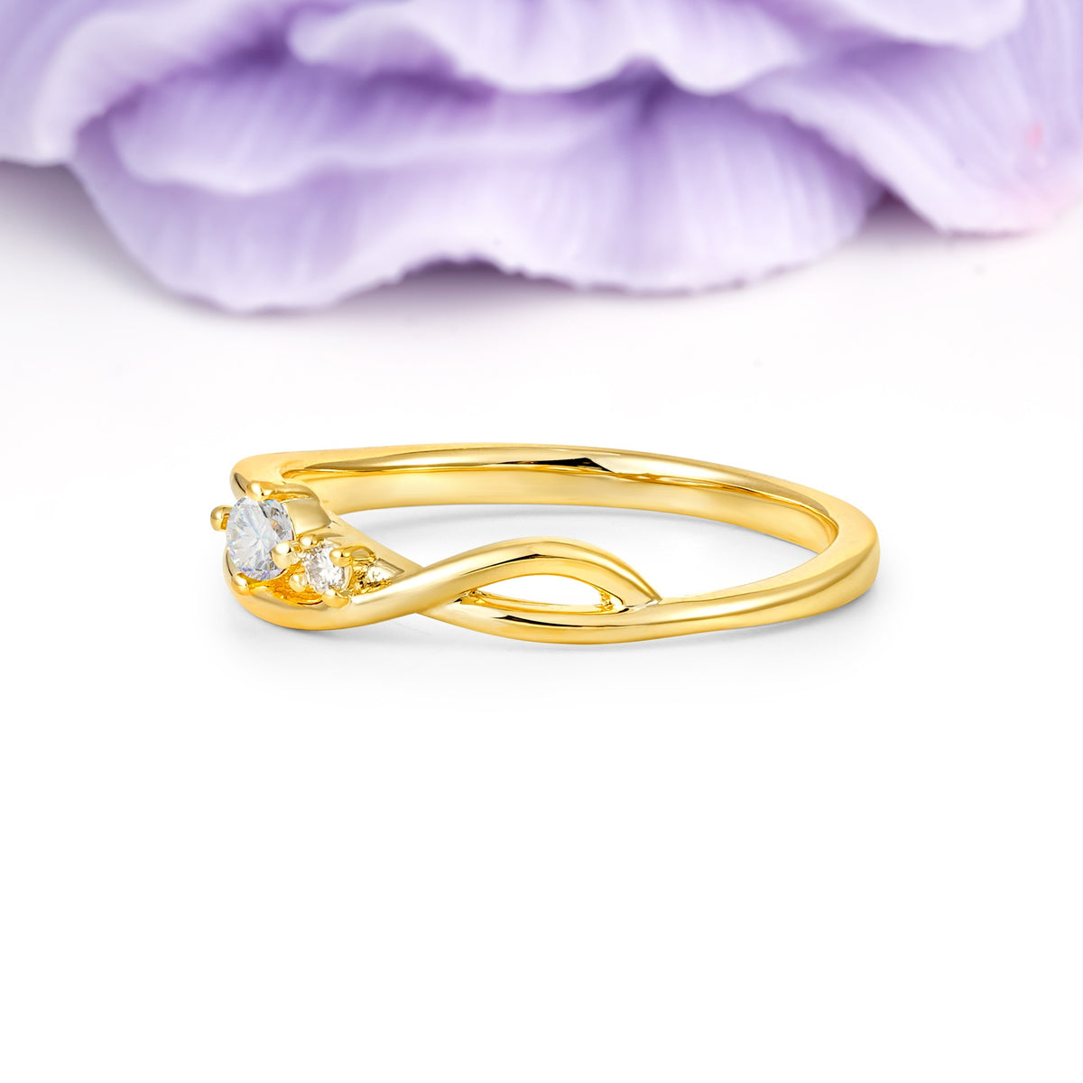 Classic Minimalist Twisted 4 Prong Round Cut Moissanite Engagement Ring - Additional view
