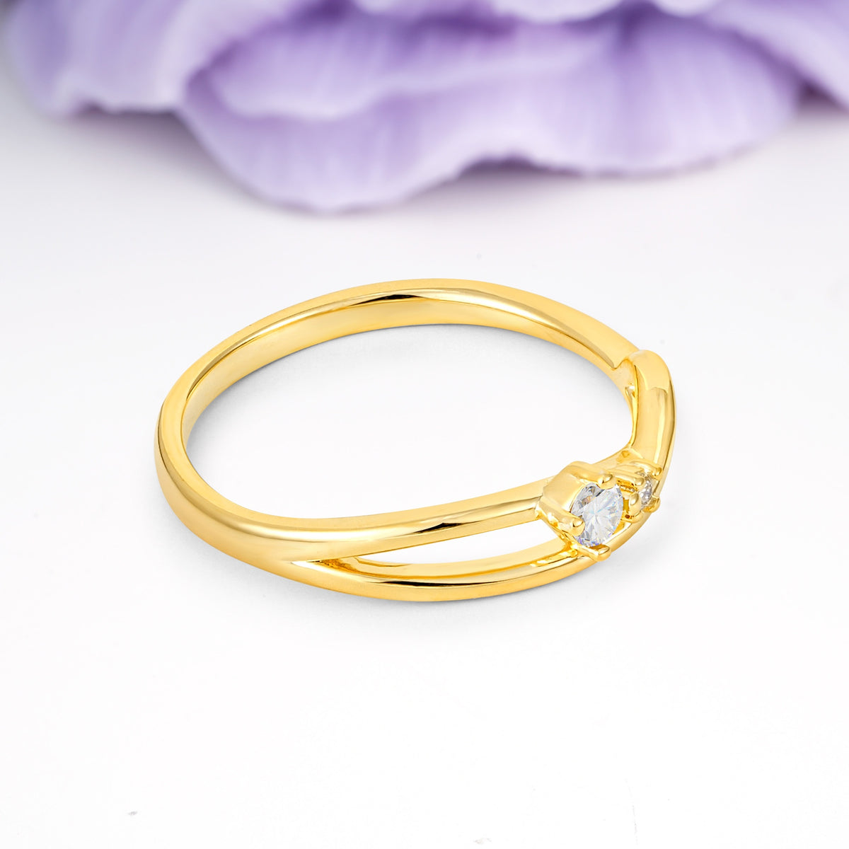 Classic Minimalist Twisted 4 Prong Round Cut Moissanite Engagement Ring - Additional view