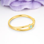 Unique Twisted 4-Prong Round Cut Fire Opal Engagement Ring - Additional view