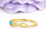 Unique Twisted 4-Prong Round Cut Turquoise Engagement Ring - Additional view