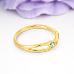 Unique Twisted 4-Prong Round Cut Moss Agate Engagement Ring - Additional view