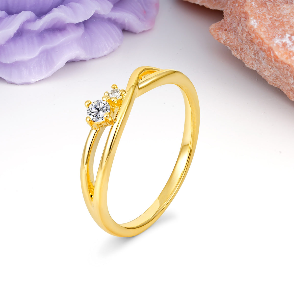 Classic Minimalist Twisted 4 Prong Round Cut Lab Diamond Engagement Ring - Additional view