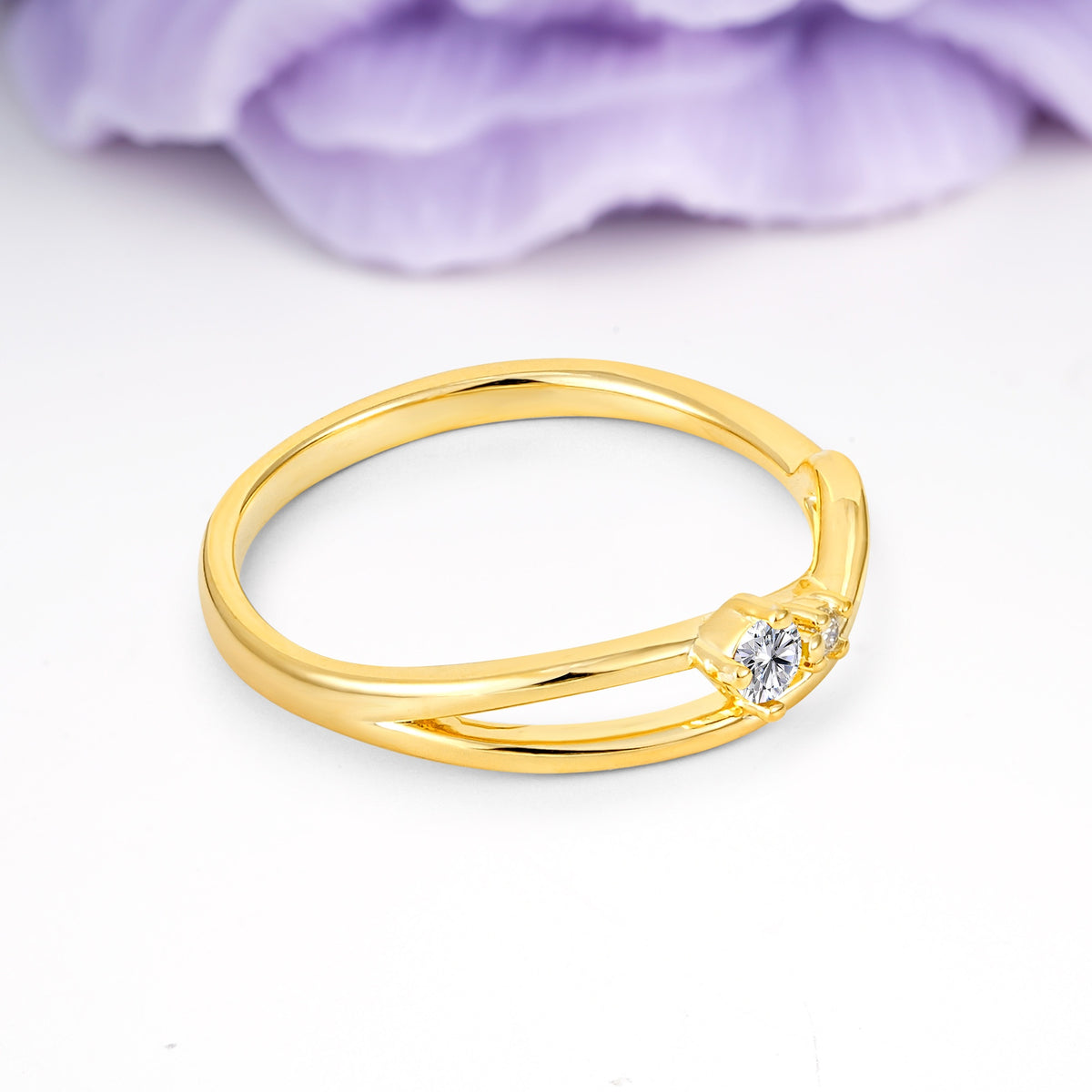 Classic Minimalist Twisted 4 Prong Round Cut Lab Diamond Engagement Ring - Additional view