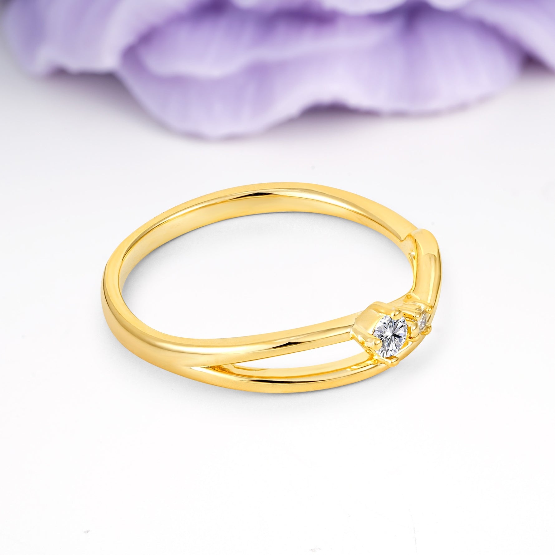 Unique Twisted 4-Prong Round Cut Lab Diamond Engagement Ring - Additional view