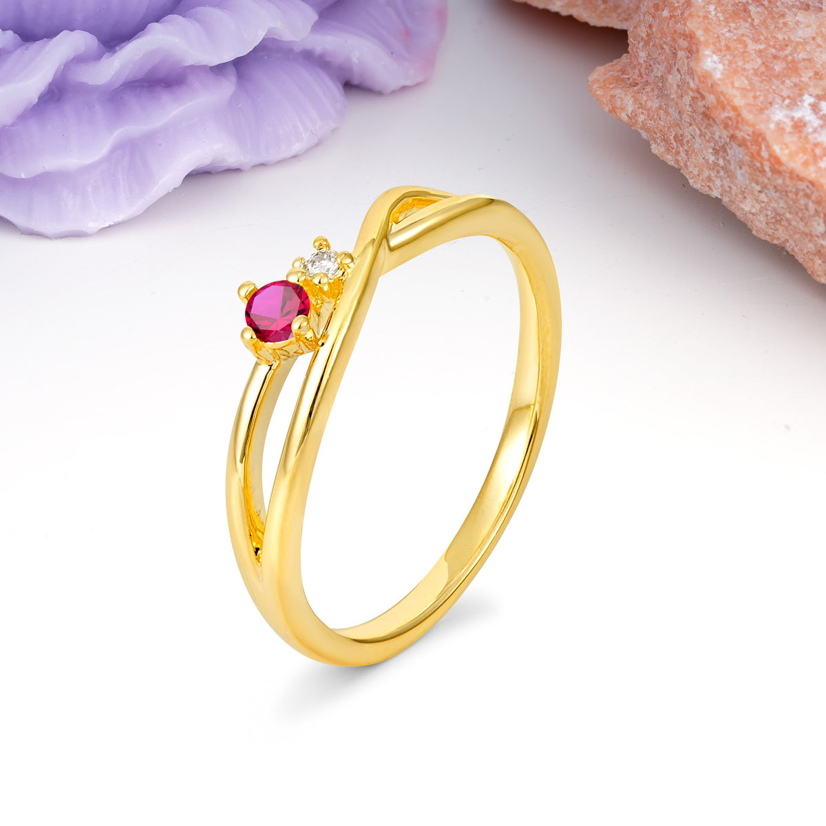 Classic Minimalist Twisted 4 Prong Round Cut Ruby Engagement Ring - Additional view