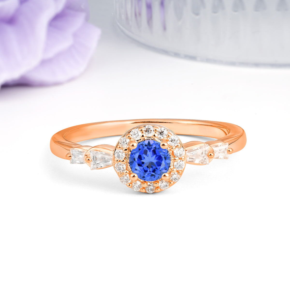 Luxurious & Classic Vintage 4-Prong Round Cut Sapphire Engagement Ring - Additional view