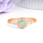 Luxurious & Classic Vintage 4-Prong Round Cut Fire Opal Engagement Ring - Additional view