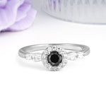 Luxurious & Classic Vintage 4-Prong Round Cut Black Onyx Engagement Ring - Additional view