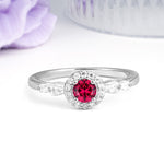 Luxurious & Classic Vintage 4-Prong Round Cut Ruby Engagement Ring - Additional view