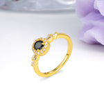Luxurious & Classic Vintage 4-Prong Round Cut Black Onyx Engagement Ring - Additional view
