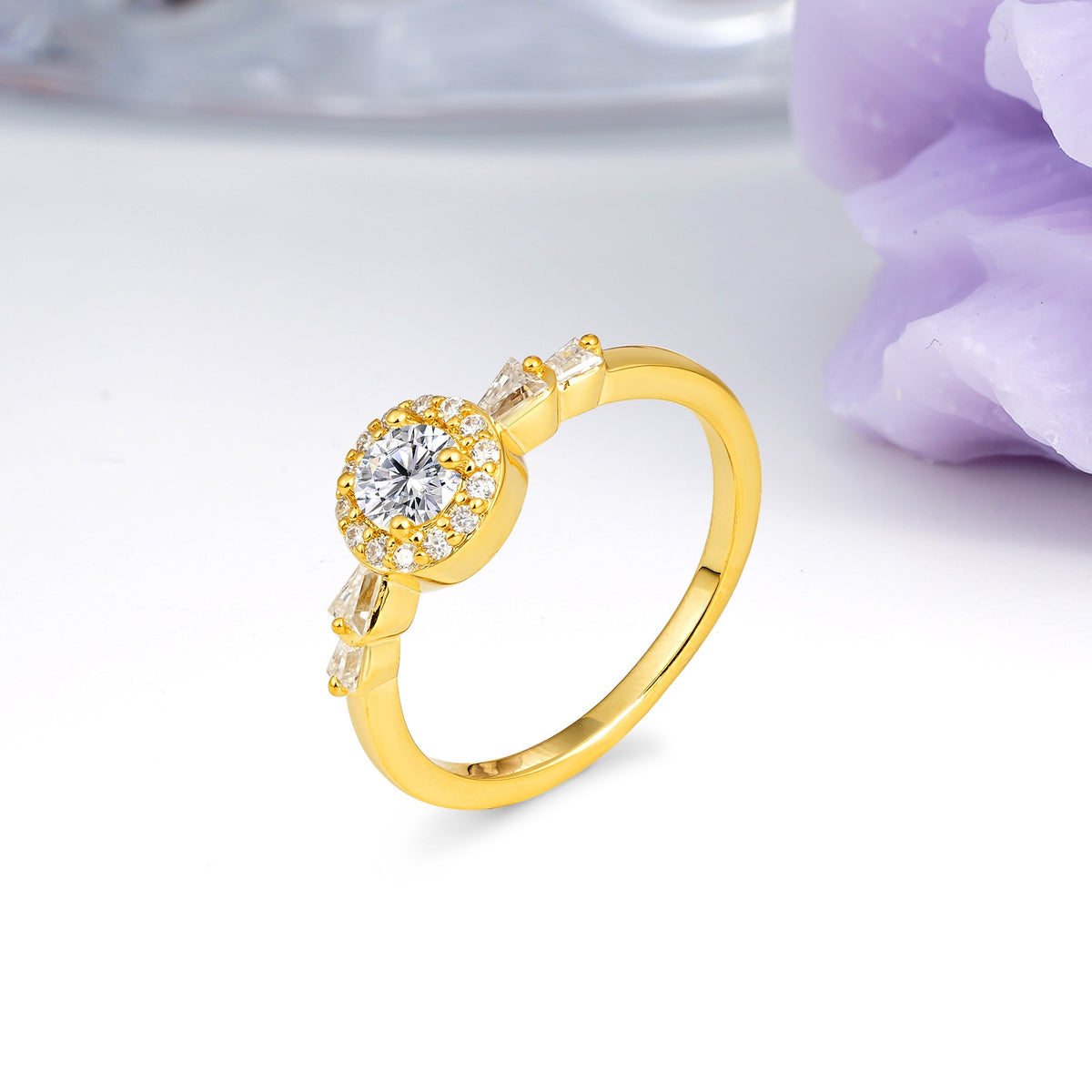Luxurious & Classic Vintage 4-Prong Round Cut Lab Diamond Engagement Ring - Additional view