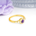 Luxurious & Classic Vintage 4-Prong Round Cut Amethyst Engagement Ring - Additional view