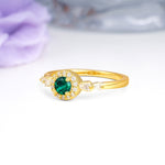 Luxurious & Classic Vintage 4-Prong Round Cut Emerald Engagement Ring - Additional view