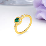 Luxurious & Classic Vintage 4-Prong Round Cut Emerald Engagement Ring - Additional view