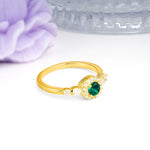 Luxurious & Classic Vintage 4-Prong Round Cut Emerald Engagement Ring - Additional view