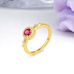 Luxurious & Classic Vintage 4-Prong Round Cut Ruby Engagement Ring - Additional view