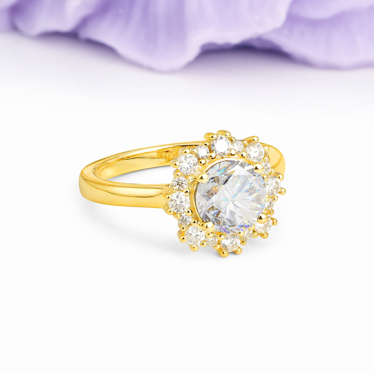 Unique Pavé-Set, Luxurious 4-Prong Round-Cut Moissanite Engagement Ring - Additional view